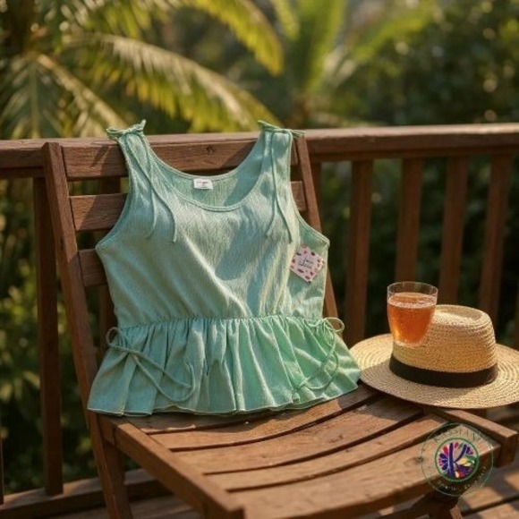 Free Kisses Sleeveless Tank Top – Plus Size 2X Green | Breezy‎ & Lightweight - Picture 13 of 14